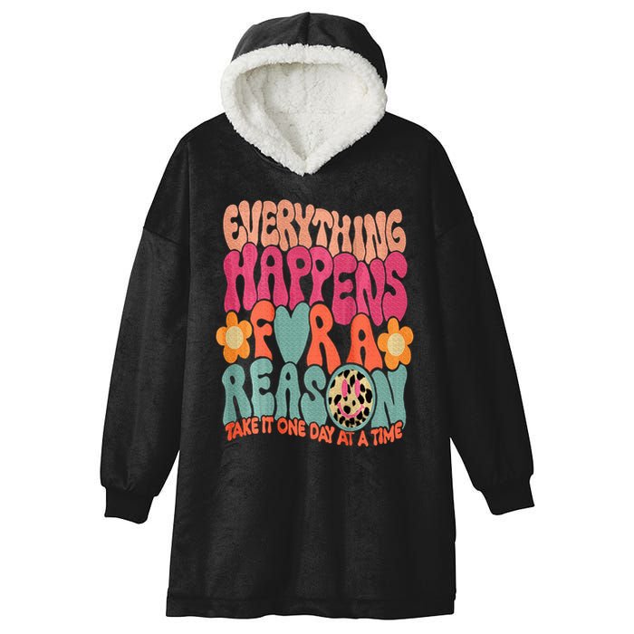 Everything Happens For A Reason Take It One Day (On Back) Hooded Wearable Blanket