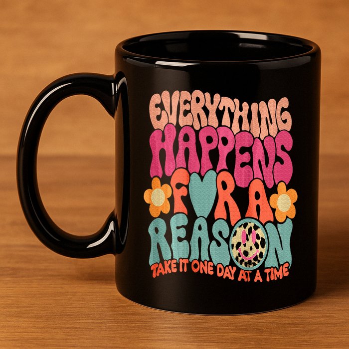 Everything Happens For A Reason Take It One Day (On Back) 11oz C Handle Ceramic Mug