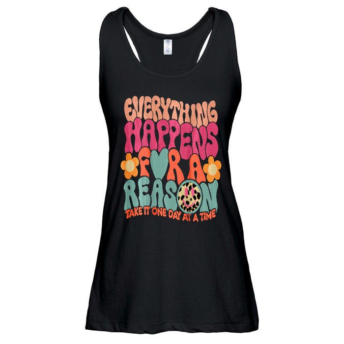 Everything Happens For A Reason Take It One Day (On Back) Ladies Essential Flowy Tank