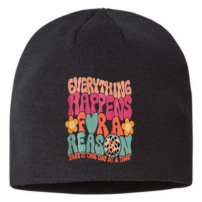 Everything Happens For A Reason Take It One Day (On Back) Sustainable Beanie