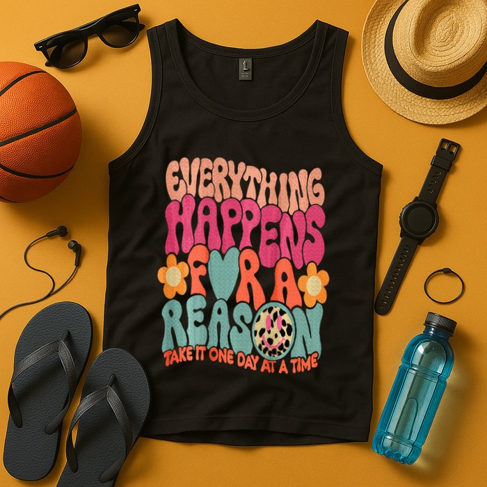 Everything Happens For A Reason Take It One Day (On Back) Tank Top
