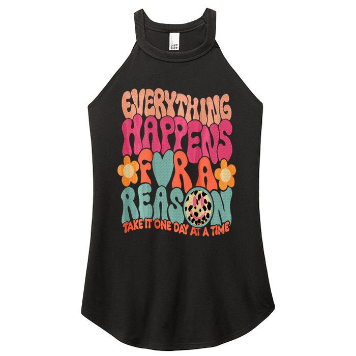 Everything Happens For A Reason Take It One Day (On Back) Women's Perfect Tri Rocker Tank