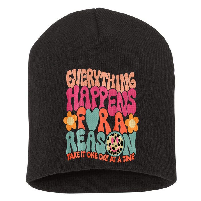 Everything Happens For A Reason Take It One Day (On Back) Short Acrylic Beanie