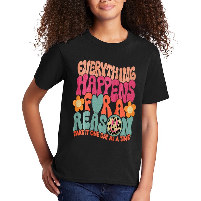 Everything Happens For A Reason Take It One Day (On Back) Kids T-Shirt