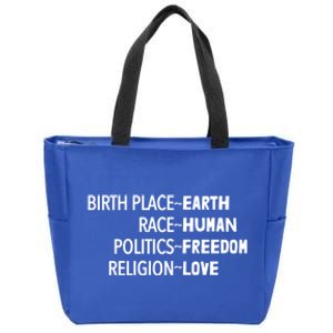 Earth Hu Freedom Love Equality Gift Zip Tote Bag