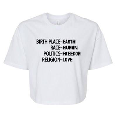 Earth Hu Freedom Love Equality Gift Bella+Canvas Jersey Crop Tee