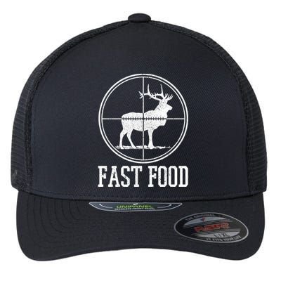 Elk Hunting Fast Food Funny Deer Hunter Gift Flexfit Unipanel Trucker Cap