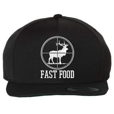 Elk Hunting Fast Food Funny Deer Hunter Gift Wool Snapback Cap