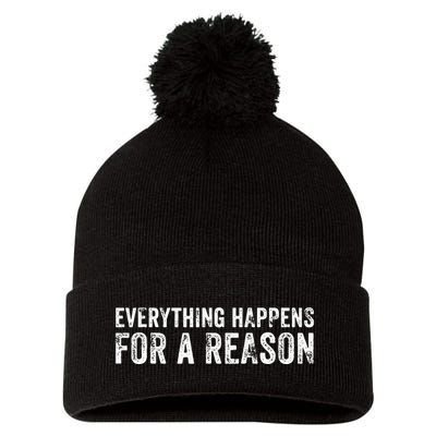 Everything Happens For A Reason Funny Vintage Pom Pom 12in Knit Beanie