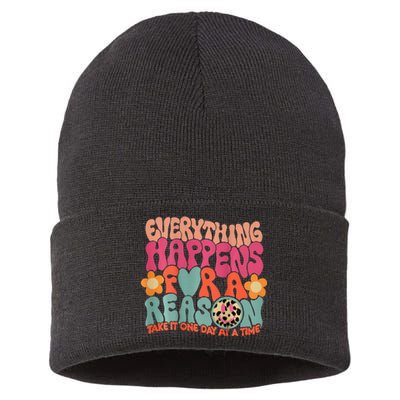 Everything Happens For A Reason Take It One Day Sustainable Knit Beanie