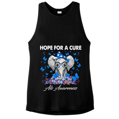 Elephant Hope For a Cure Als Awareness Ladies PosiCharge Tri-Blend Wicking Tank