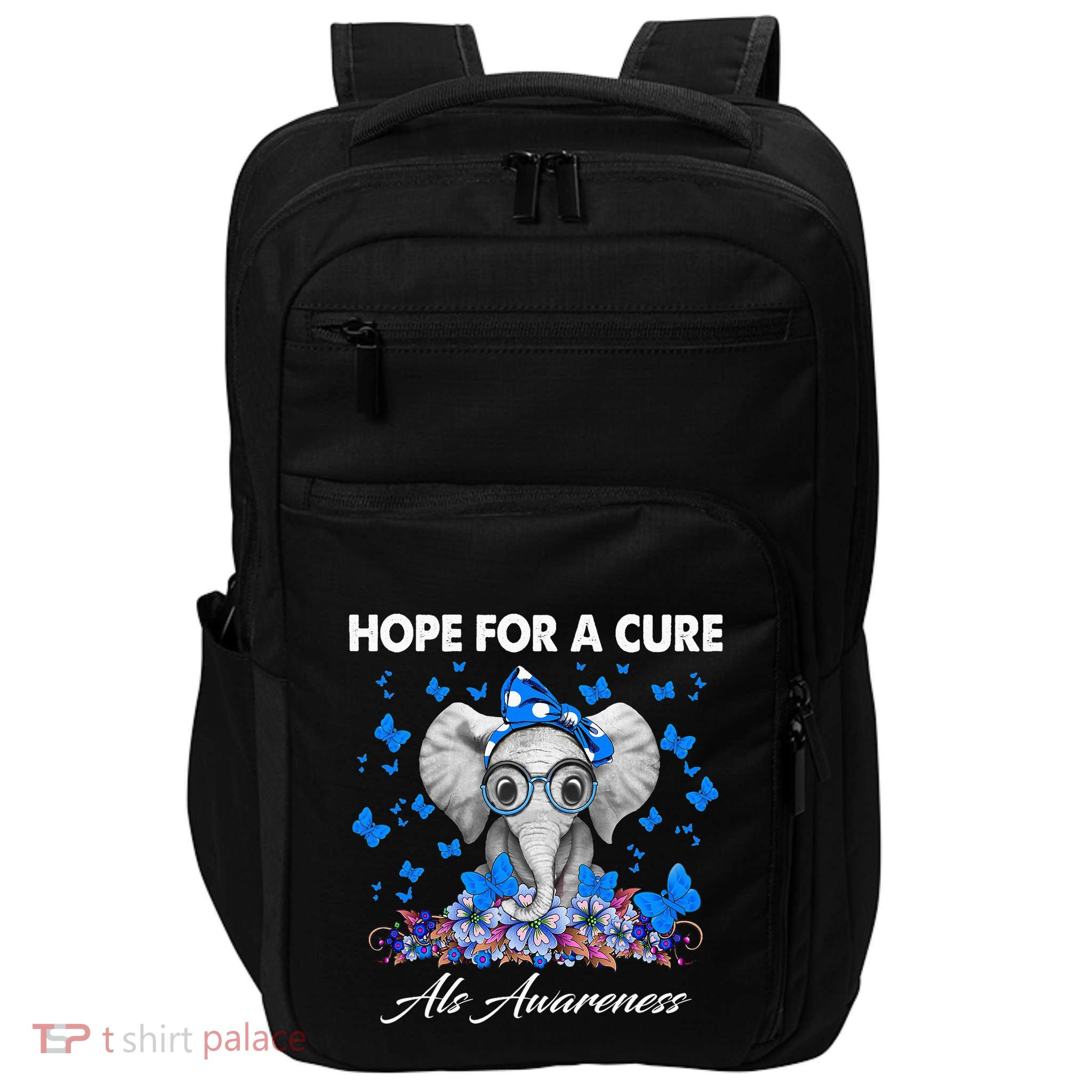 Elephant Hope For a Cure Als Awareness Impact Tech Backpack