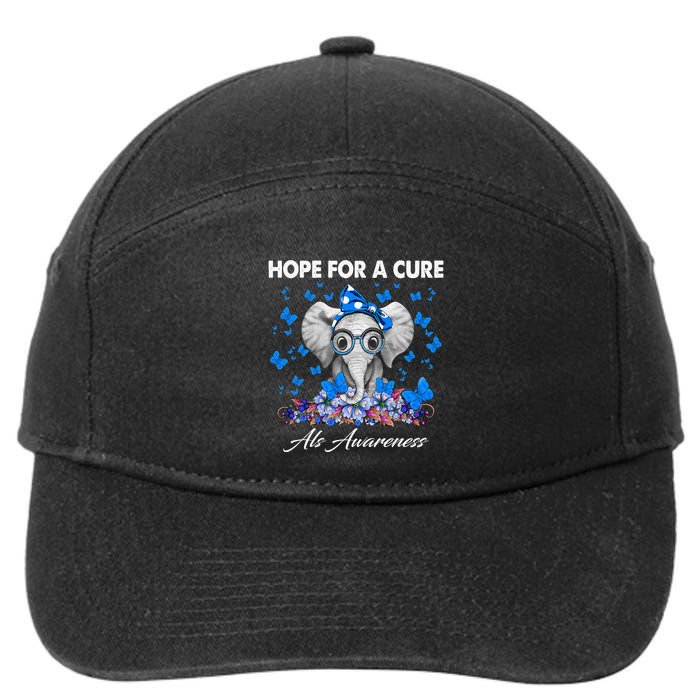 Elephant Hope For a Cure Als Awareness 7-Panel Snapback Hat