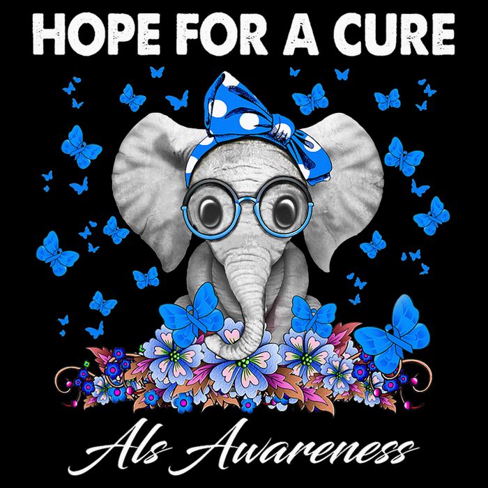Elephant Hope For a Cure Als Awareness 7-Panel Snapback Hat