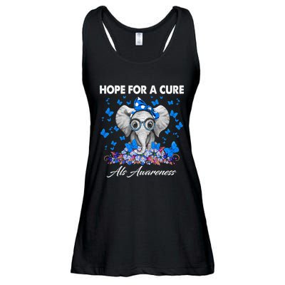 Elephant Hope For a Cure Als Awareness Ladies Essential Flowy Tank