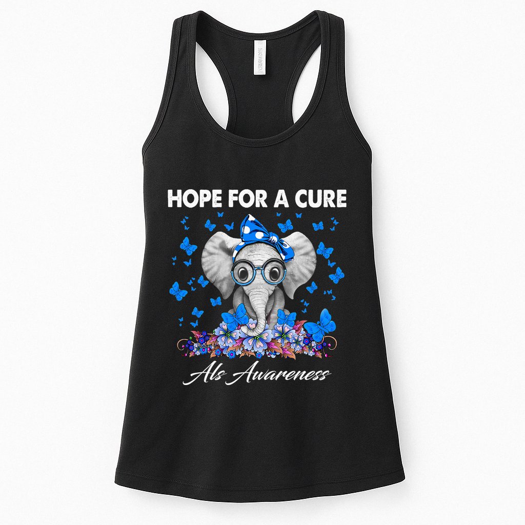 Elephant Hope For a Cure Als Awareness Womens Tank Top