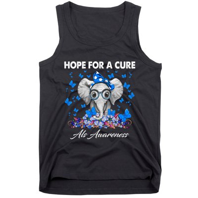 Elephant Hope For a Cure Als Awareness Tank Top