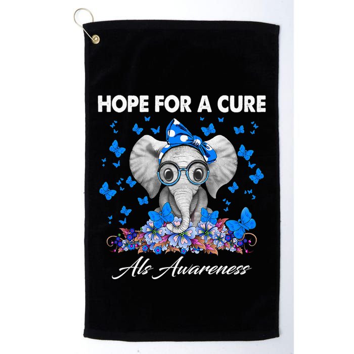 Elephant Hope For a Cure Als Awareness Golf Towel