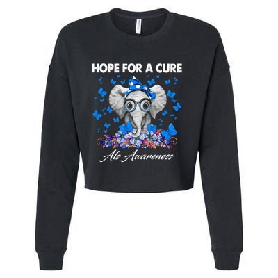 Elephant Hope For a Cure Als Awareness Cropped Pullover Crew