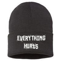 Everything Hurts Fitness Weightlifting Funny Gym Workout Sustainable Knit Beanie