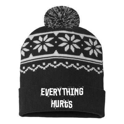 Everything Hurts Fitness Weightlifting Funny Gym Workout USA-Made Snowflake Beanie