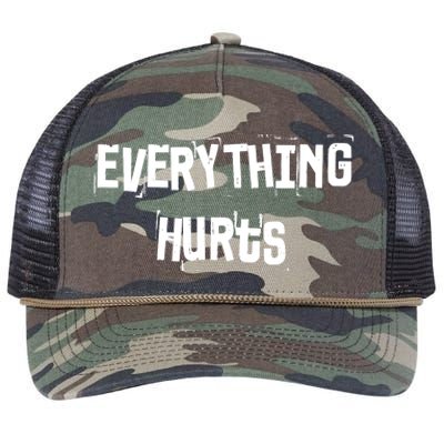 Everything Hurts Fitness Weightlifting Funny Gym Workout Retro Rope Trucker Hat Cap