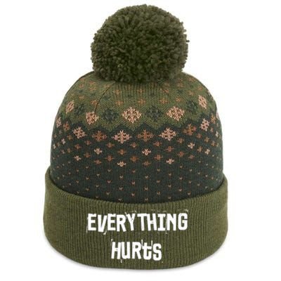 Everything Hurts Fitness Weightlifting Funny Gym Workout The Baniff Cuffed Pom Beanie