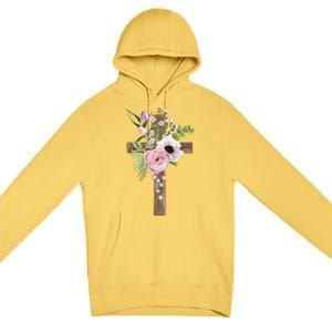 Easter Holiday Floral Cross Premium Pullover Hoodie