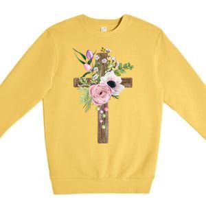 Easter Holiday Floral Cross Premium Crewneck Sweatshirt