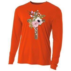 Easter Holiday Floral Cross Cooling Performance Long Sleeve Crew