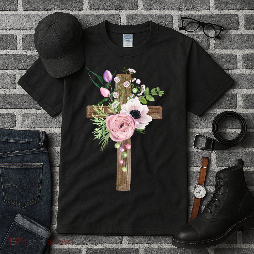 Easter Holiday Floral Cross Tall T-Shirt