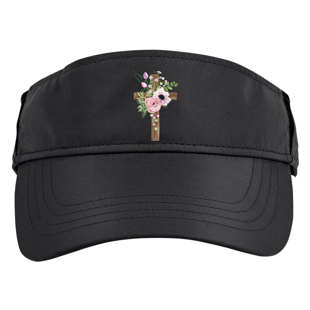Easter Holiday Floral Cross Adult Drive Performance Visor