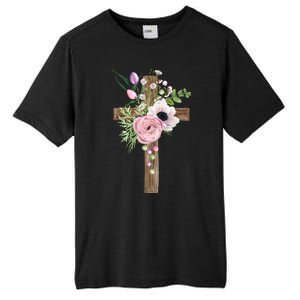 Easter Holiday Floral Cross Tall Fusion ChromaSoft Performance T-Shirt