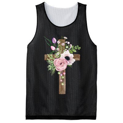Easter Holiday Floral Cross Mesh Reversible Basketball Jersey Tank