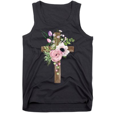 Easter Holiday Floral Cross Tank Top