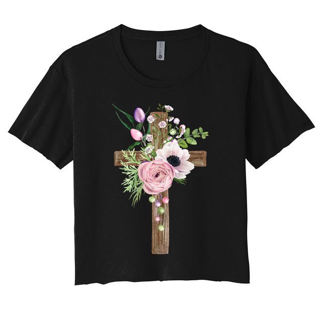 Easter Holiday Floral Cross Crop Top