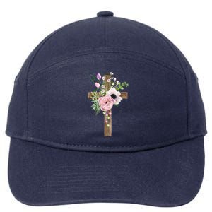 Easter Holiday Floral Cross 7-Panel Snapback Hat