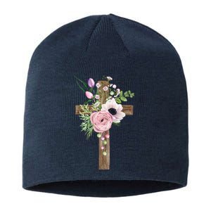 Easter Holiday Floral Cross Sustainable Beanie