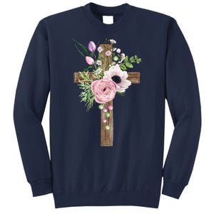 Easter Holiday Floral Cross Tall Sweatshirt