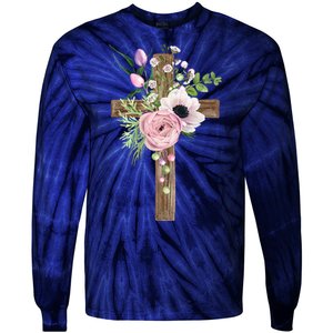 Easter Holiday Floral Cross Tie-Dye Long Sleeve Shirt