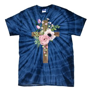 Easter Holiday Floral Cross Tie-Dye T-Shirt