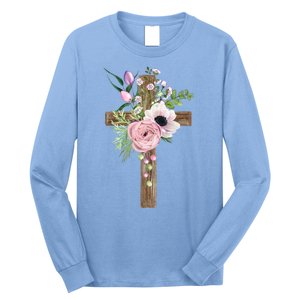 Easter Holiday Floral Cross Long Sleeve Shirt