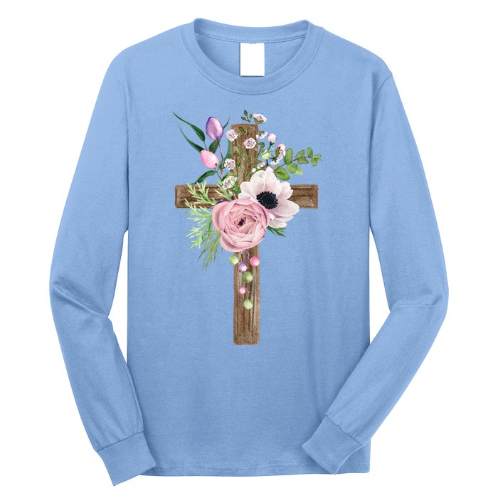 Easter Holiday Floral Cross Long Sleeve Shirt