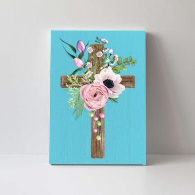 Easter Holiday Floral Cross Canvas