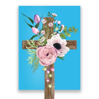 Easter Holiday Floral Cross Poster