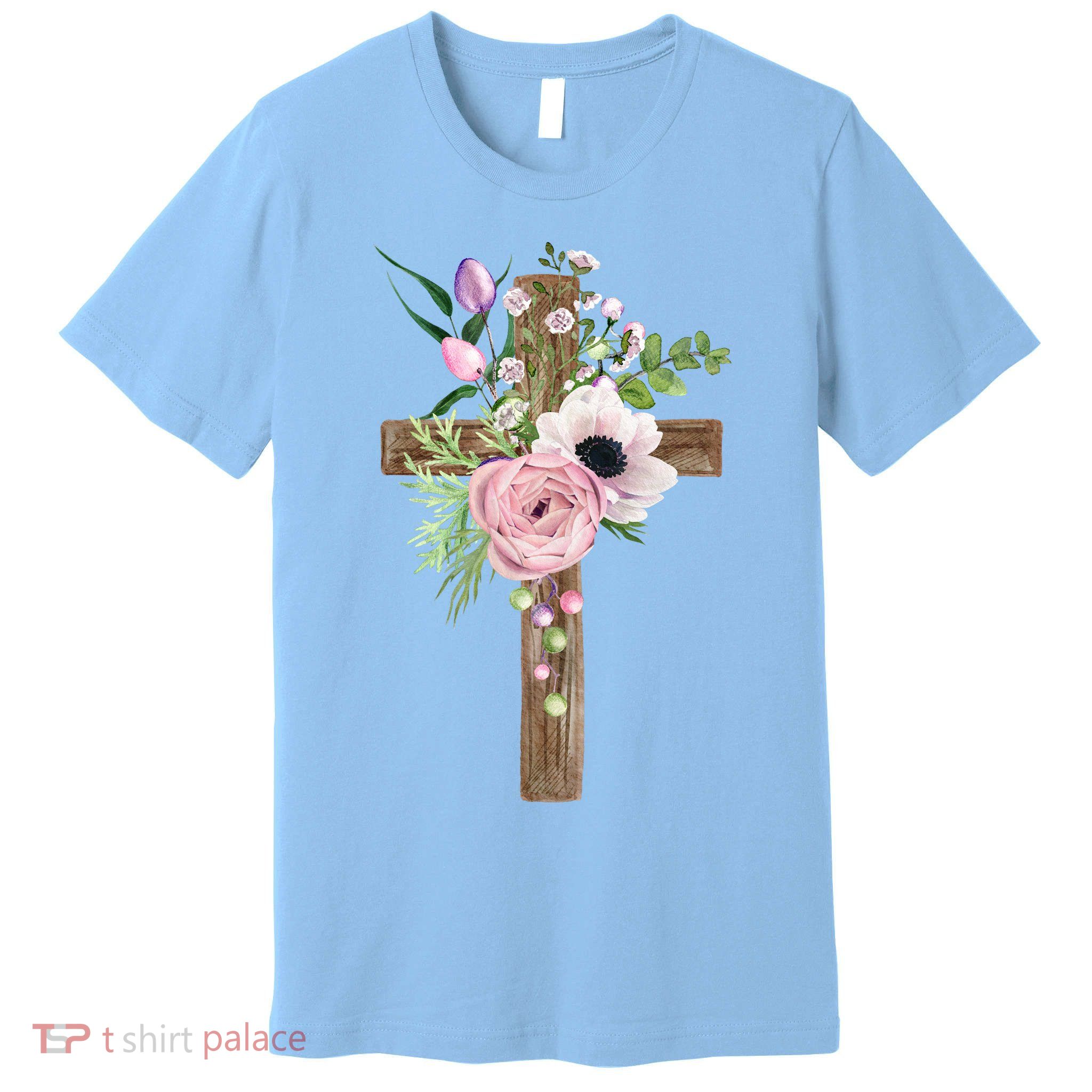 Easter Holiday Floral Cross Premium T-Shirt