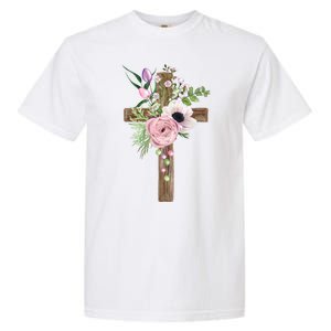 Easter Holiday Floral Cross Garment-Dyed Heavyweight T-Shirt