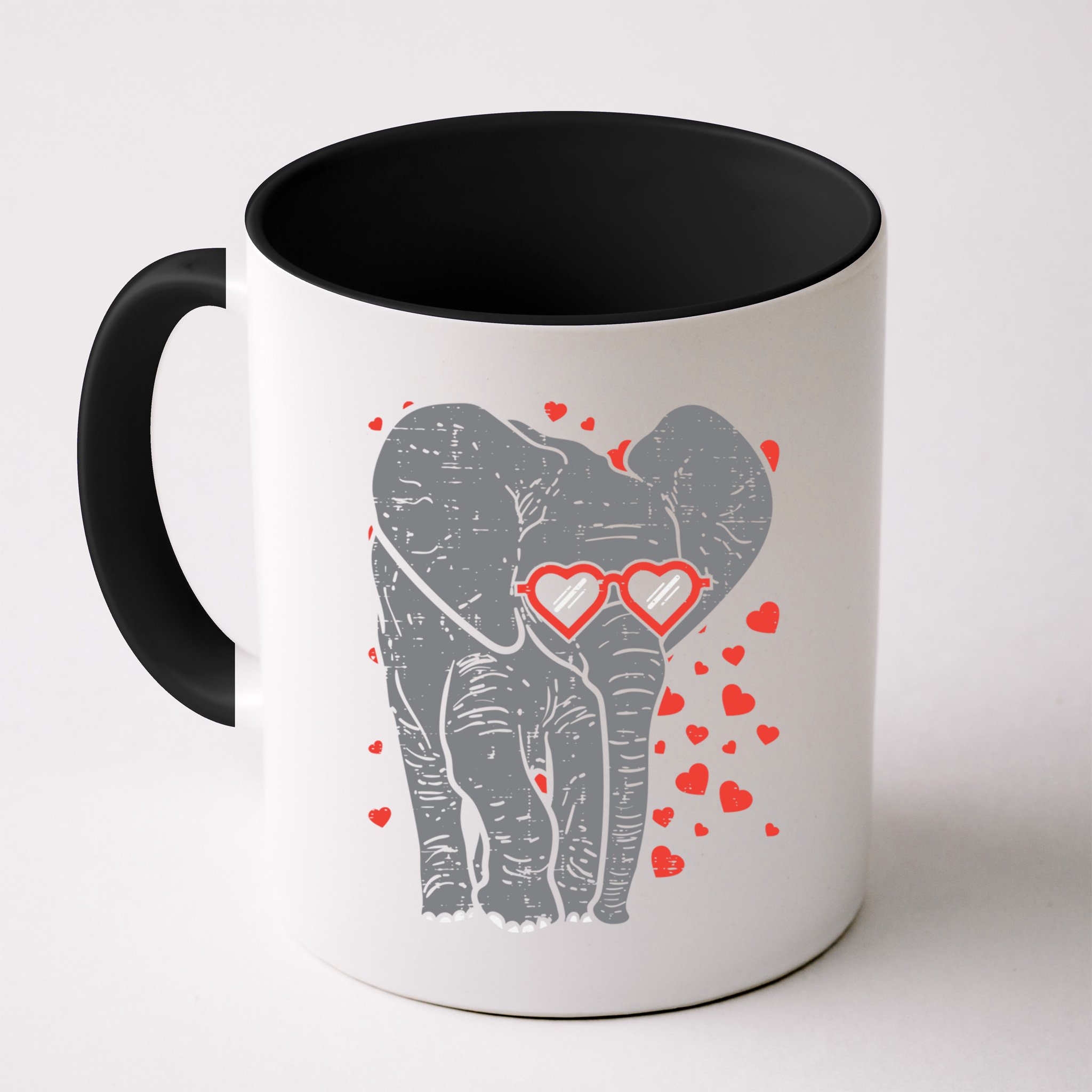 Elephant Heart Glasses Cute Valentines Day Animal Lover Gift Cool Gift Mug