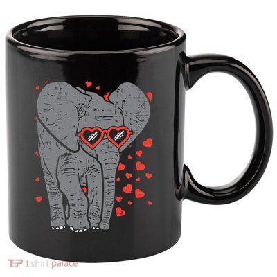 Elephant Heart Glasses Cute Valentines Day Animal Lover Gift Cool Gift 11oz C Handle Ceramic Mug