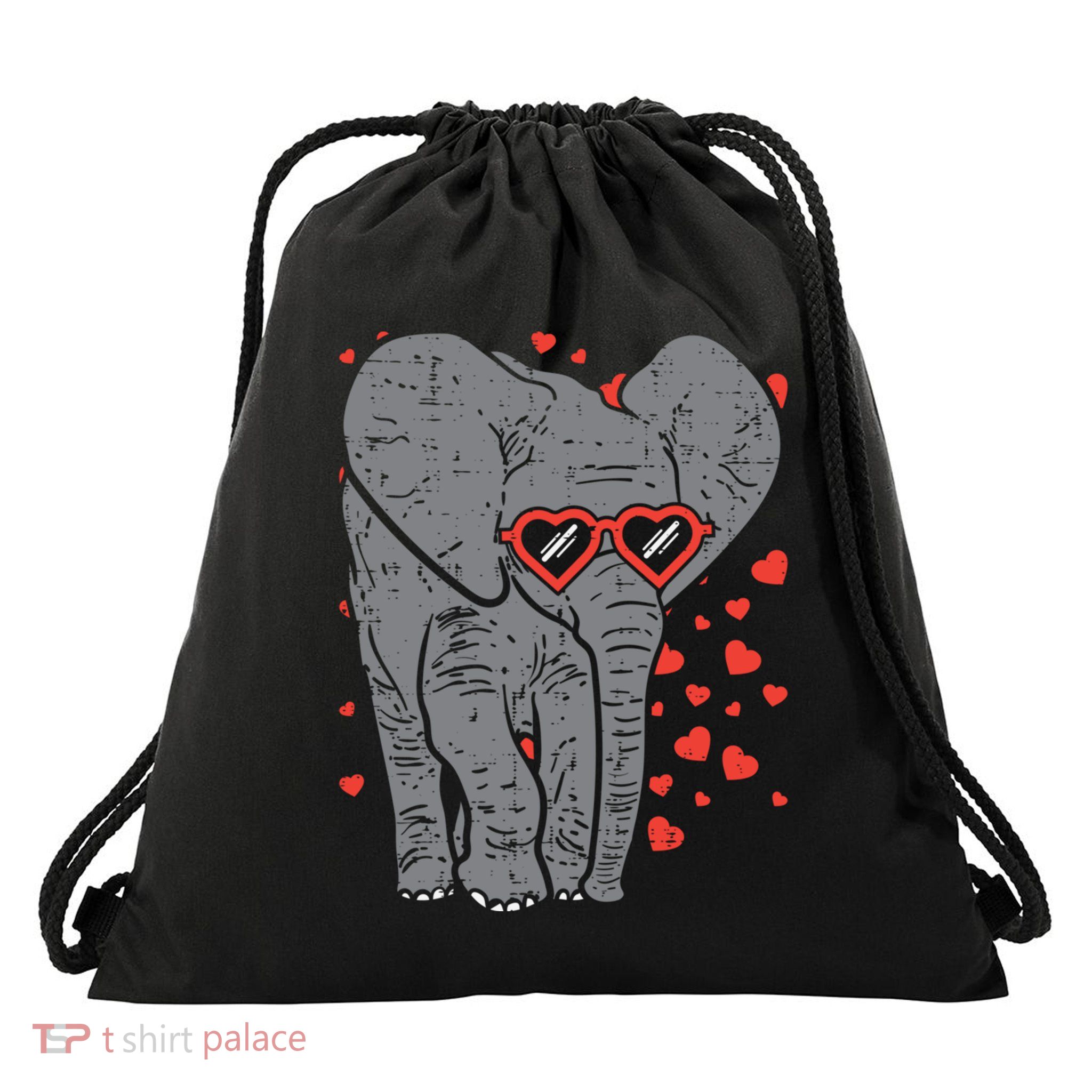 Elephant Heart Glasses Cute Valentines Day Animal Lover Gift Cool Gift Drawstring Bag